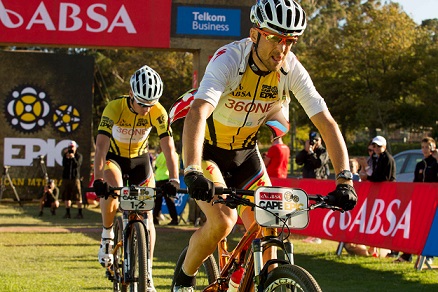 Christoph Sauser and his Investec-Songo-Specialized teammate Sam Gaze won the second stage of the 2016 Tankwa Trek today. Photo: Greg Beadle/Sportzpics