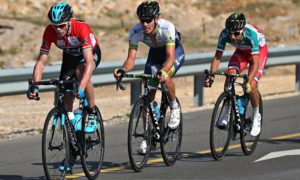 Chris Froome leads the way at the Tour of Oman. Photo: Bryn Lennon / Velo / Getty Images