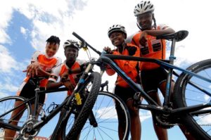 South Africa's most-capped netball player Zanele Mdodana (left) will join fellow Team Vukani members Wonga Mfula, Noloyiso Genu and Madoda Bambalaza at The Herald VW Cycle Tour this weekend. Photo: Fredlin Adriaan