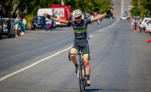Waylon Woolcock (Cannondale-Blend) celebrates his stage victory on day two of the Bestmed Tour de Boland, presented by ASG, in Tulbagh on Wednesday. Photo: Capcha