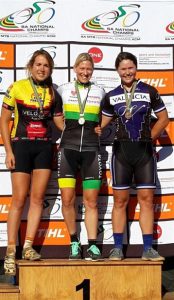 From left: Candice Neethling (silver), Robyn de Groot (gold) and Samantha Sanders (bronze) the podium finishers at the 2014 Elite Women's South Africa Marathon Championships in Pietermaritzburg. Photo: Supplied