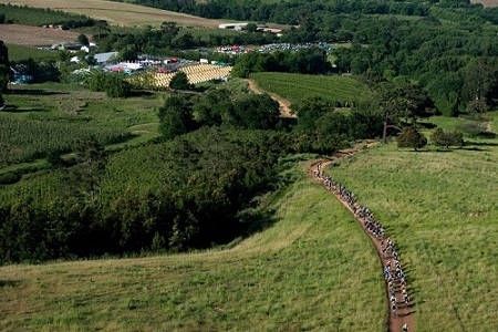 Mountain Bikers in action during stage two of the FNB W2W MTB Adventure that started and finished at Oak Valley Wine Estate (Elgin-Grabouw) on Saturday. Photo: Cherie Vale / Newsport Media