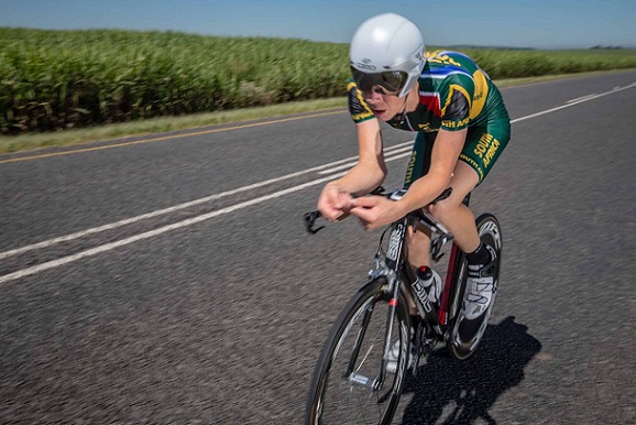 South African Men's Junior Time Trial Champion Gregory de Vink added a continental championship to his achievements on day two of the 2015 Confederation of African Cycling African Road Championships on Monday © craigdutton.com