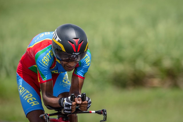 Having won gold in the Team Time Trial on Monday, Eritrea's Merhawi Kudus added the Under 23 Men's Individual Time Trial gold to his growing list of achievements on day three of the 2015 Confederation of African Cycling African Road Championships on Wednesday.© craigdutton.com