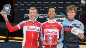 The Powerade Lost City classic, presented by Bestmed, will be looking for a new champion when the 115km road race rolls out near Rustenburg on Saturday. Last year’s race was won by Jayde Julius (centre), with Tyler Day second (right) and Herman Fouché third. Photo: Jetline Action Photo