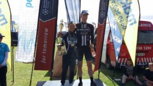 Anriette Schoeman and Martin Wesemann win the Makro Bestmed MTB tour. 