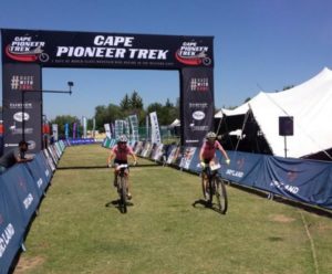 Catherine Williamson & Esther Suss claimed the top spot on the podium in the women's category in stage two of the 2015 Cape Pioneer Trek today. Photo: Supplied