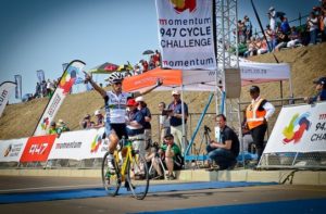 Ashleigh Moolman-Pasio was the first lady to cross the line at the 947 Cycle Challenge.