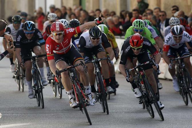 Andre Greipel from Team Lotto Soudal wins opening race at the 2016 Challenge Mallorca in Spain. Photo: Bettini