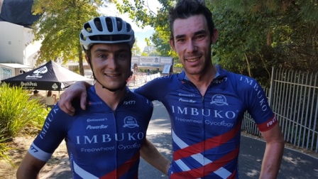 Chris Wolhuter & Craig Boyes (Imbuko-Freewheel Cycology) won the first stage of the Liberty Winelands MTB Encounter which ended at Le Franschhoek Hotel in Franschoek, today. Photo: Full Stop Communications
