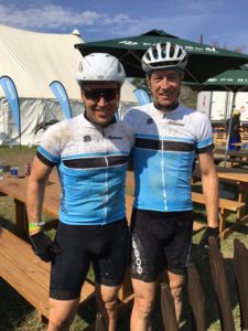 Garth Armstrong and Sean McCormick from Team Armstrong claimed second place at stage one of the sani2c Trail today. Photo: twitter.com/_sani2c