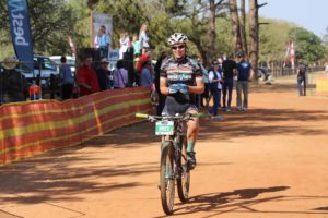 Sanet Coetzee of Team Bestmed-ASG takes the 60km feature race at the Bestmed Sondela MTB Classic near Bela-Bela on Sunday. Photo: Snapper.Photo