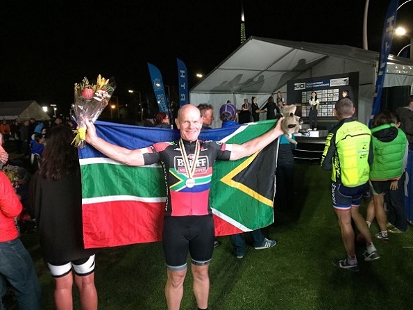 Gwyn Pine claimed the silver medal in the men's 50-54 category in the time-trial at the 2016 World Gran Fondo World Championships in Perth this month. Photo: Supplied