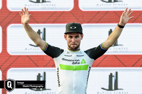 Team Dimension Data's Mark Cavendish won the Abu Dhabi Tour final stage on Sunday evening. Photo: Stiehl Photography