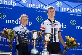 Bernard Esterhuizen and Anriëtte Schoeman won the 97km Stellenbosch Cycle Tour today. Photo: Supplied