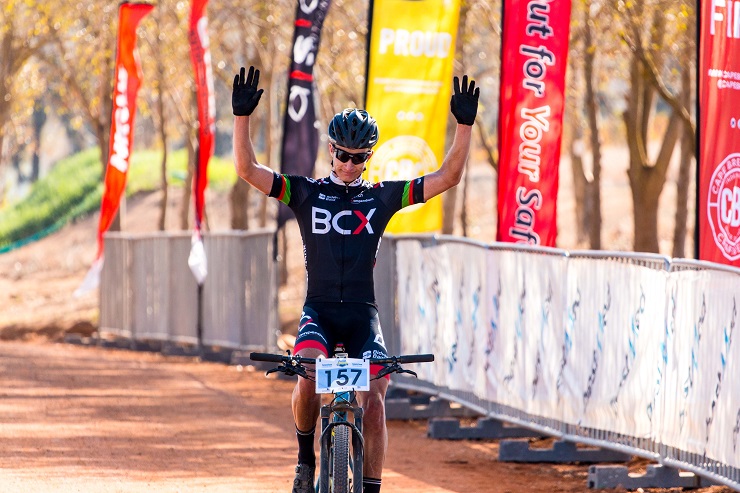 BCX rider HB Kruger led from start to finish to claim the honours in the 60km feature race of the Paarl MTB Classic in Rhebokskloof Wine Estate today.