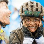 Amy McDougall covered in mud after a hard ride