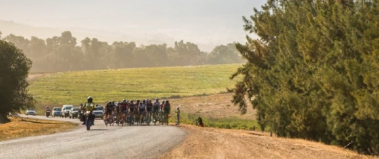 A bunch of riders in action