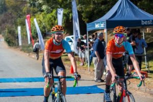Riders crossing the finish
