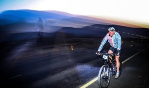 A rider on a tar section of the route during the Around The Pot Overberg 100 Miler.