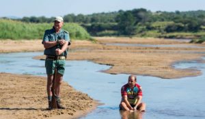 Cooling off while a game ranger is on the lookout for any dangerous species during the iMfolozi MTB Challenge.