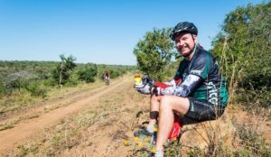 Taking a break before taking on the rest of the iMfolozi MTB Challenge route.
