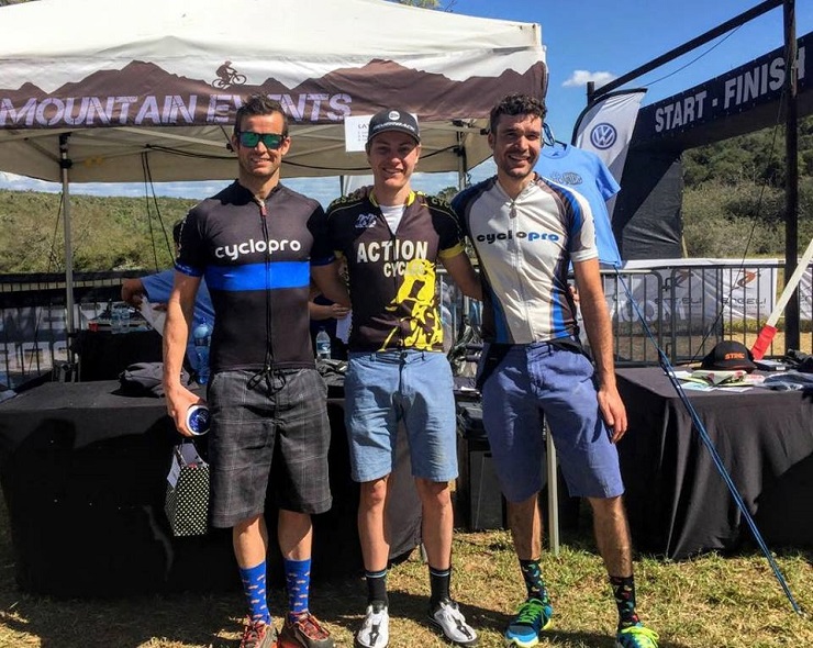 (L-R) Bruce Campbell (2nd), Grant Daly (1st) and Joaquim Carneiro at the Hayterdale Classic in Addo today.