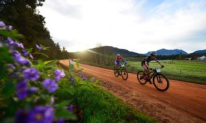 Carmen Buchacher (front) and Candice Lill in action during round three of the Western Cape Trailseeker Series.