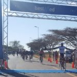 BCX's Nolan Hoffman celebrates his second successive win in the 103km road race at the Bestmed Cycle4Cansa Championship after beating RoadCover's Clint Hendricks in a sprint finish at Sun City on Sunday.