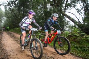 Two of the Storms River Traverse participants making their way to the finish on stage one.