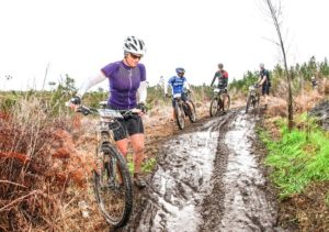 Riders had to deal with some wet and muddy conditions during stage two of the Storms River Traverse.