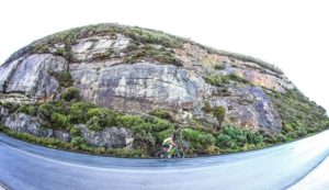A scenic picture of a rider in action on stage two of the Storms River Traverse.
