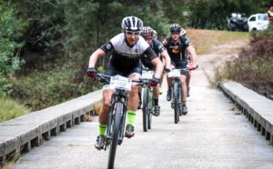 Yolande de Villiers leads a group of riders during stage one of the Storms River Traverse.