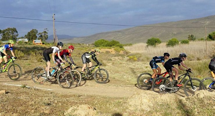 Erik Kleinhans and Robert Hobson (centre) won stage two of Ride2Nowhere in McGregor today.