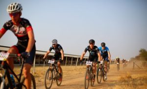 Gawie Combrinck in a small bunch during the Trailseeker Series Gauteng #4 Hazeldean.