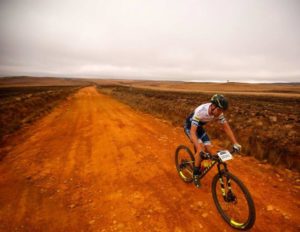 Pictured is here is Gert Heyns during the first day of the sixth leg of the National MTB Series in Dullstroom, Mpumalanga, yesterday.