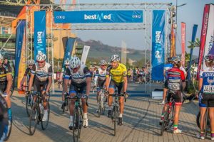 Riders at the start of the Jock Tour