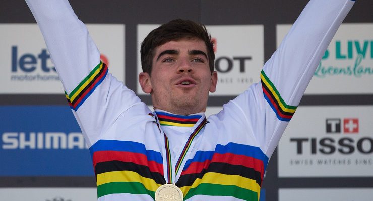 Frenchman Loic Bruni won the elite men's downhill race at the UCI Mountain Bike World Championships in Cairns, Australia, today.