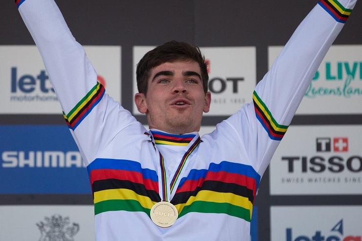 Frenchman Loic Bruni won the elite men's downhill race at the UCI Mountain Bike World Championships in Cairns, Australia, today.