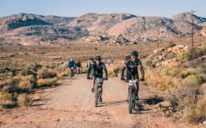 An image of some riders en route to the finish on day one of the Namaqua Quest MTB Stage Race.