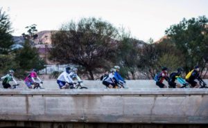 Some riders crossing a bridge during day one of the Namaqua Quest MTB Stage Race.