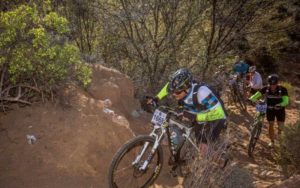 Pictured here are some riders trying to make their up a technical section on day three of the Namaqua Quest MTB Stage Race.