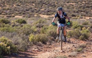 An image of Hannele Steyn in action during the second day of the Namaqua Quest MTB Stage Race.