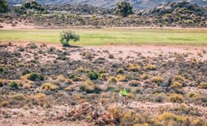 Pictured here is a rider making his way to the finish on day two of the Namaqua Quest MTB Stage Race.