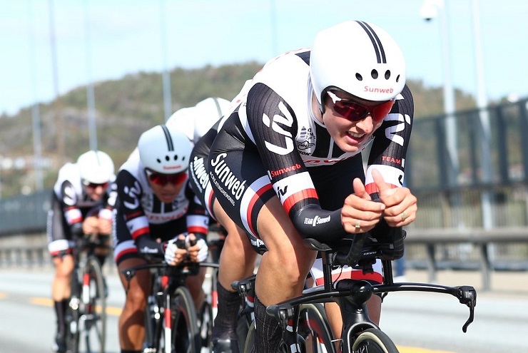 Team Sunweb won the wome's team time-trial on the first day of the UCI Road Wolrd Championships in Bergen, Norway, today.