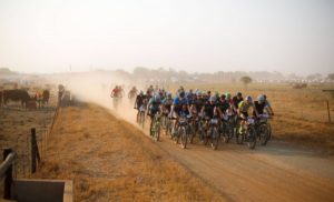 The bunch on route at the Trailseeker Series Gauteng #4 Hazeldean.