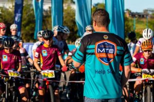 Mountain bikers at the start line on day one of the Varsity MTB Challenge just outside of Paarl.
