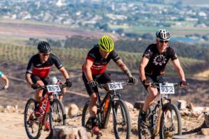 A beautiful view of Paarl in the background on day one of the Varsity MTB Challenge just outside of Paarl.
