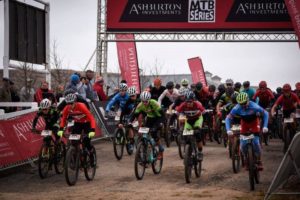 An image of the start on day one of the sixth leg of the National MTB Series in Dullstroom, Mpumalanga, yesterday.
