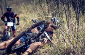 Pictured here is a rider taking an unfortunate fall during the second day of the Berg and Bush 'Great Trek'.